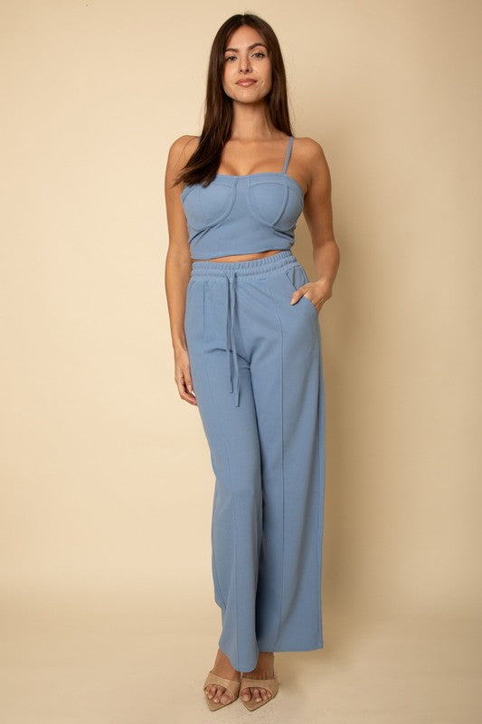 Bustier Cami Top & Slant Straight Pants